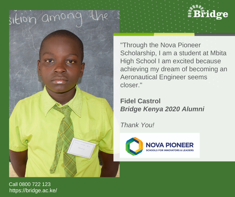 Nova Pioneer Sponsors Four Deserving Bridge Pupils to Further Their Secondary Education